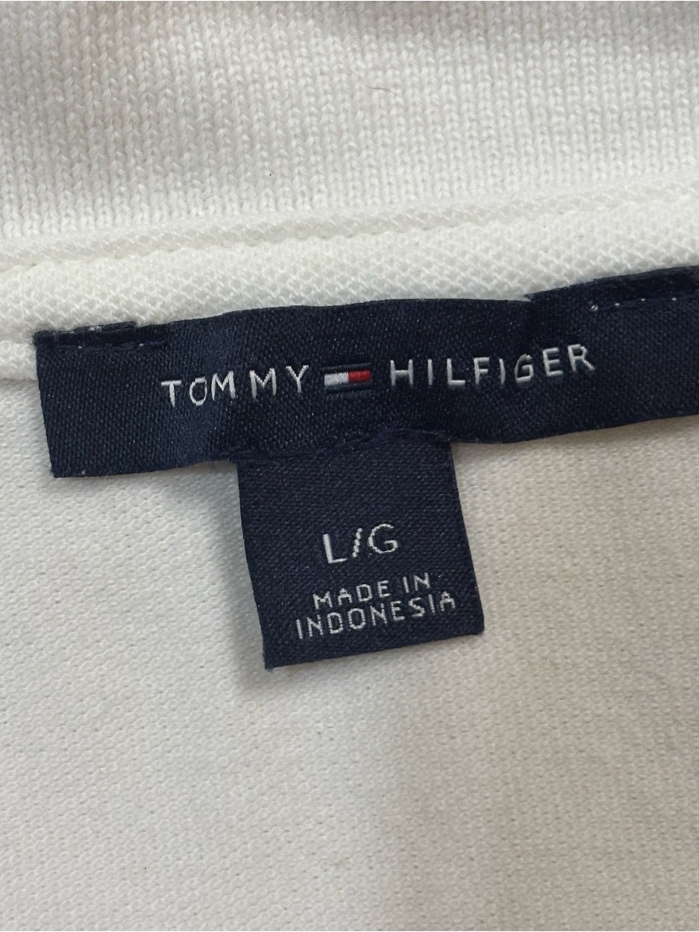 Tommy Hilfiger Women White Blue Colorblock Polo L